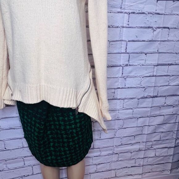 Alexander Wang Womens Zipper Cream Knit Asymmetric Merino Wool Blend Sweater Med - Picture 3 of 10